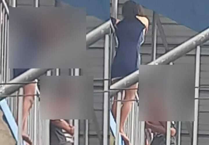 两年轻女孩试图从Bejuco桥跳下.